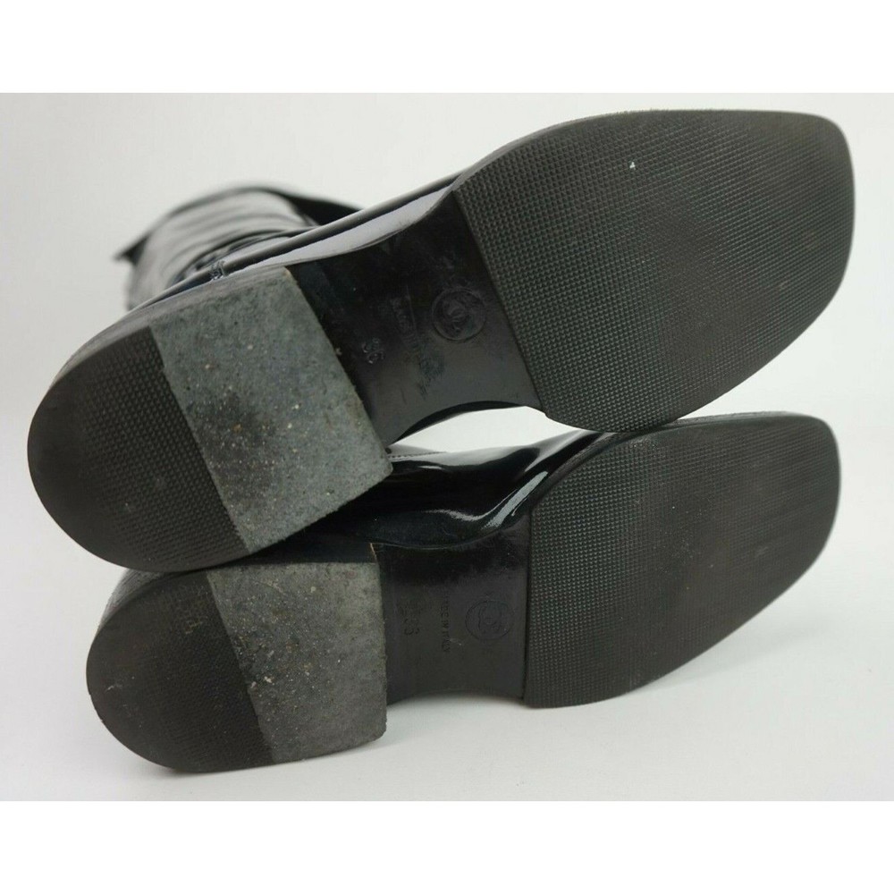 Chanel Women's Black Patent Leather Over The Knee CC Boots Size 36 - Picture 12 of 12